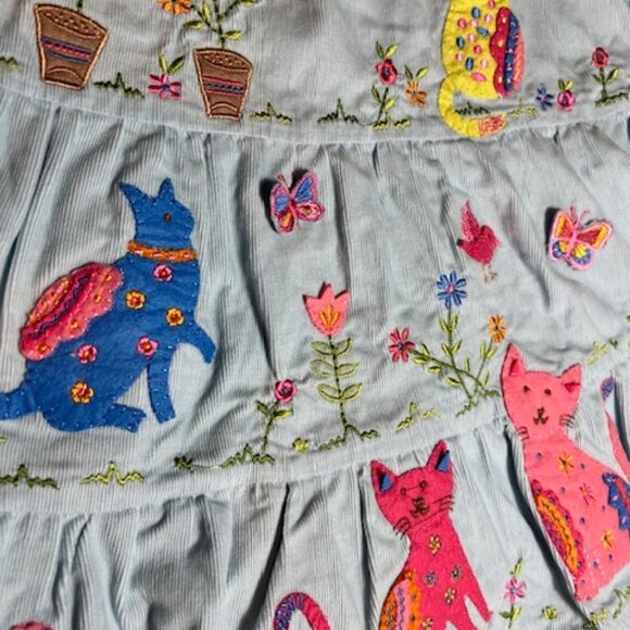 Cotton Kids Fine Wale Cord Kitty 3D Applique Dress, Sz 4T - Picture 3 of 6